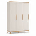 Armoire 3 portes blanche et chêne en panneaux de particules 120 x 52 x 190 cm