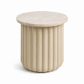 Table d'appoint ronde beige en MDF avec plateau effet pierre Ø 45 cm x H 50 cm