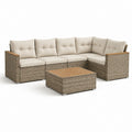 Salon de jardin d'angle 5 places beige en résine tressée PE avec table basse 245 x 245 x 75 cm