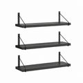 Lot de 3 étagères murales noires en MDF et acier 60 x 20 x 20 cm