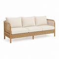 Canapé de jardin 3 places beige en résine tressée PE avec coussins 200 x 80 x 75 cm
