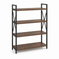 Étagère de rangement 4 niveaux marron foncé et noir en panneau de particules et acier 80 x 30 x 140 cm