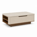 Table basse rectangulaire avec tiroir et étagères beige et noyer en MDF 120 x 60 x 42 cm