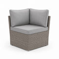 Fauteuil d'angle de jardin gris en résine tressée PE avec coussins 80 x 80 x 75 cm