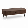 Table basse rectangulaire marron foncé en panneaux MDF plaqués noyer avec rangement 120 x 60 x 45 cm