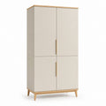 Armoire de chambre 4 portes beige et chêne en panneaux MDF 90 x 50 x 180 cm