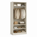 Armoire ouverte beige en panneaux de particules 80 x 50 x 200 cm avec penderie et étagères