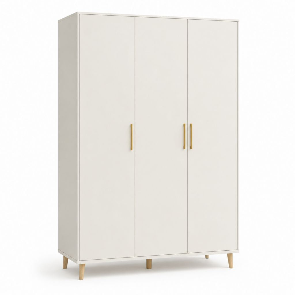Armoire de chambre 3 portes blanche en panneaux de particules 120 x 52 x 190 cm