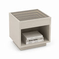 Table basse carrée beige en MDF avec plateau miroir LED 50 x 50 x 50 cm